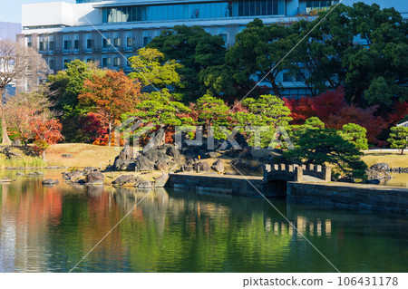 深秋的東京港區秋葉的九芝離宮花園 深秋的東京港區秋葉的九芝離宮花園 106431178