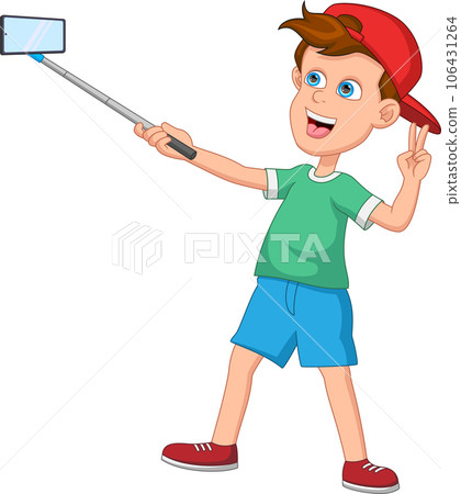 Cute little boy taking selfie with a smartphone 106431264