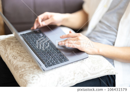 操作個人計算機的男性手 106431579