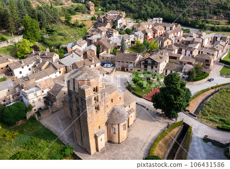 Aerial view of best Hiking trails in Santa Cruz de la Seros, Aragon (Spain). 106431586