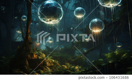 Ethereal Luminescence: Futuristic Jungle Canopy Ethereal Luminescence: Futuristic Jungle Canopy 106431686