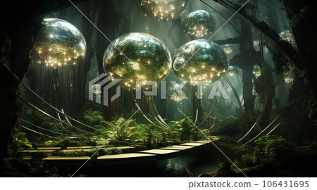 Ethereal Luminescence: Futuristic Jungle Canopy Ethereal Luminescence: Futuristic Jungle Canopy 106431695