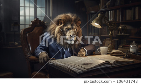 The King's Briefing: Lion in Suit at Tiny Desk The King's Briefing: Lion in Suit at Tiny Desk 106431748