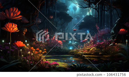 Neon-Blooms: Digital Jungle's Radiant Mechanical Flowers Neon-Blooms: Digital Jungle's Radiant Mechanical Flowers 106431756