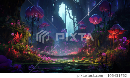 Neon-Blooms: Digital Jungle's Radiant Mechanical Flowers Neon-Blooms: Digital Jungle's Radiant Mechanical Flowers 106431762