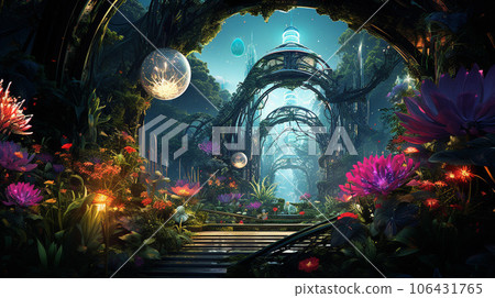 Neon-Blooms: Digital Jungle's Radiant Mechanical Flowers Neon-Blooms: Digital Jungle's Radiant Mechanical Flowers 106431765