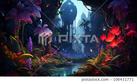 Neon-Blooms: Digital Jungle's Radiant Mechanical Flowers Neon-Blooms: Digital Jungle's Radiant Mechanical Flowers 106431771