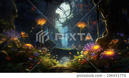 Neon-Blooms: Digital Jungle's Radiant Mechanical Flowers Neon-Blooms: Digital Jungle's Radiant Mechanical Flowers 106431778