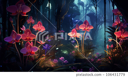 Neon-Blooms: Digital Jungle's Radiant Mechanical Flowers Neon-Blooms: Digital Jungle's Radiant Mechanical Flowers 106431779