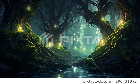 Ethereal Nexus: Glowing Vines and Roots Uniting the Techno Jungle Realms Ethereal Nexus: Glowing Vines and Roots Uniting the Techno Jungle Realms 106431952