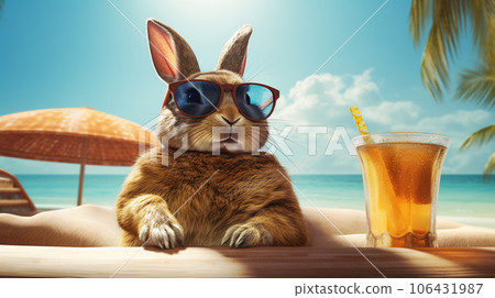 Chillin' Bunny: A Rabbit's Tropical Getaway 106431987