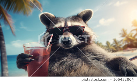 Raccoon's Tropical Getaway: Shades, Sun, and Sips Raccoon's Tropical Getaway: Shades, Sun, and Sips 106432004