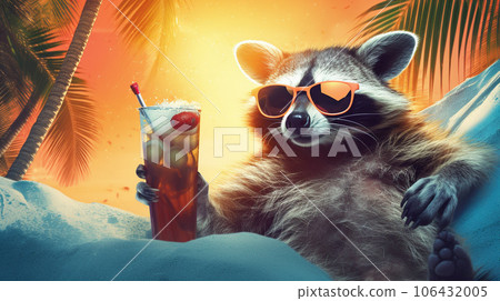 Raccoon's Tropical Getaway: Shades, Sun, and Sips Raccoon's Tropical Getaway: Shades, Sun, and Sips 106432005