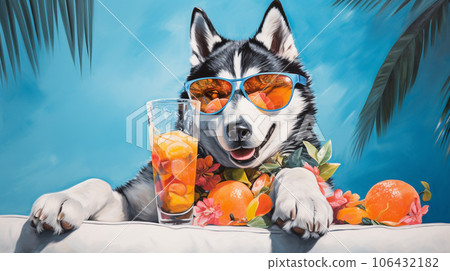 Chillin' Husky: Tropical Retreat for a Siberian Canine 106432182