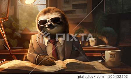 Slothful Elegance: A Dapper Sloth's Morning Routine Slothful Elegance: A Dapper Sloth's Morning Routine 106432202
