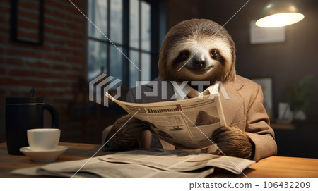 Slothful Elegance: A Dapper Sloth's Morning Routine Slothful Elegance: A Dapper Sloth's Morning Routine 106432209