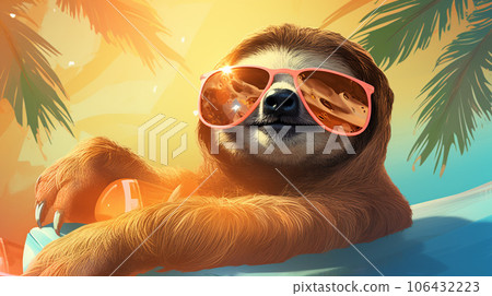 Sunny Sloth Retreat: Chillin' with Shades 106432223