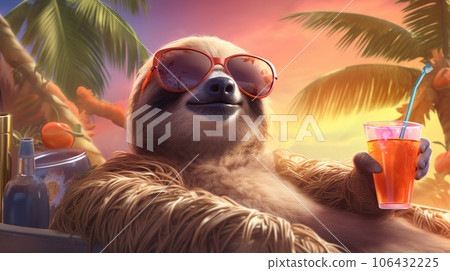Sunny Sloth Retreat: Chillin' with Shades 106432225