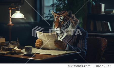 Sartorial Elegance: The Dapper Tiger's Morning Routine Sartorial Elegance: The Dapper Tiger's Morning Routine 106432238