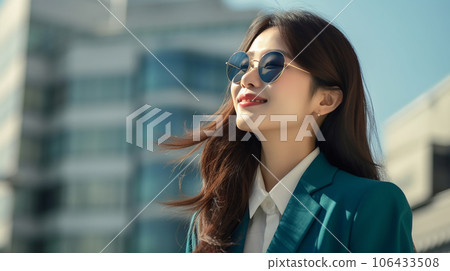 視障、盲人、亞洲女商人、職業女性、戴墨鏡的女人（比爾） 106433508