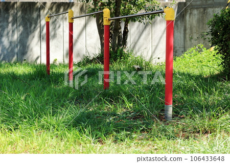 Horizontal bar in the park after summer vacation 106433648