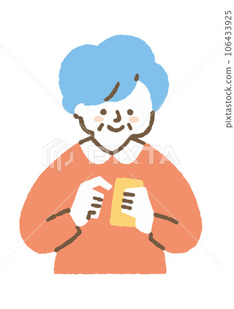 Elderly woman operating a mobile phone_color 106433925