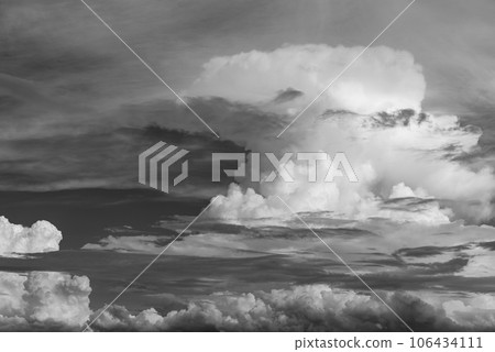 Cumulonimbus rising in the late summer sky b-6 high contrast monochrome 106434111