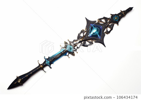 Ancient Spear Weapon in Close-Up 3D Illustration on White Background 106434174