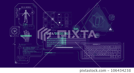 Futuristic HUD interface for entering and decoding personal data. Futuristic HUD interface for entering and decoding personal data. 106434238