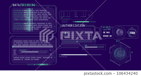 Data decoding program screen with authorization window. Data decoding program screen with authorization window. 106434240