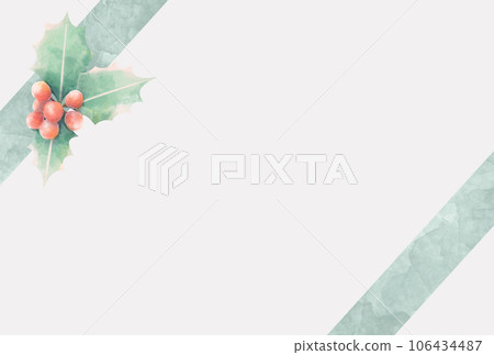 冬青和綠絲帶框架 106434487