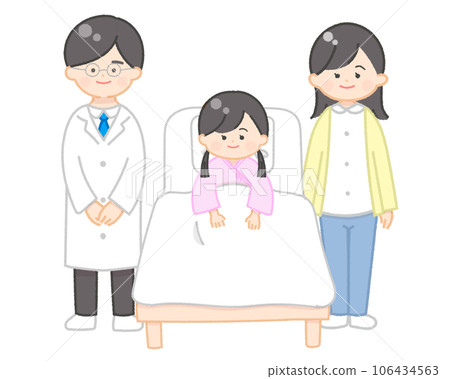 住院的孩子和陪同的母親、醫生微笑 106434563