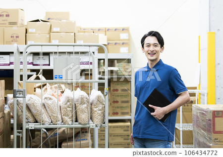 Young man working in a warehouse Young man working in a warehouse 106434772