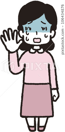 右手有五個手指的蒼白女人的全身插圖 右手有五個手指的蒼白女人的全身插圖 106434876