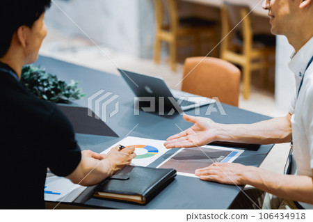 Businessman explaining materials faceless Businessman explaining materials faceless 106434918