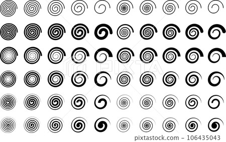 Monochrome spiral/vortex vector illustration set 106435043