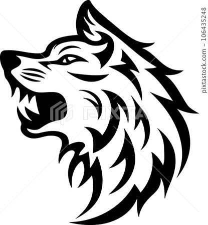 animal mammal wolf head black and white animal mammal wolf head black and white 106435248