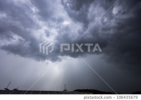 Stormy Clouds An Approaching Thunderstorm, Backgrounds for advertisements and wallpapers in natural scenes and outdoor landscapes. Actual images in decorating ideas 106435679