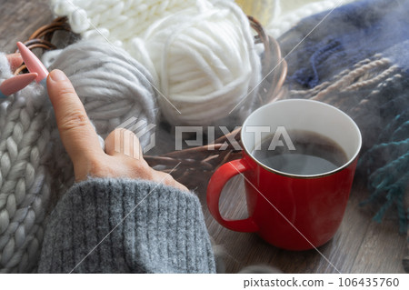 coffee knitting hands coffee knitting hands 106435760