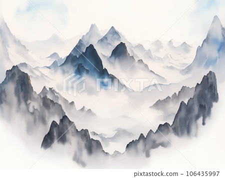Watercolor mountain illustration Generative AI Watercolor mountain illustration Generative AI 106435997