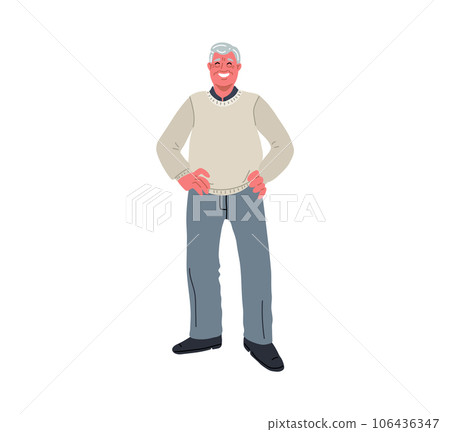 Asian senior man cartoon character.Vector illustration on white background. 106436347