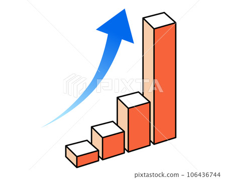 An image of a rapidly rising three-dimensional bar graph and an arrow An image of a rapidly rising three-dimensional bar graph and an arrow 106436744