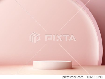 3D Pink Podium Mockup with Soft Pink Background 106437190