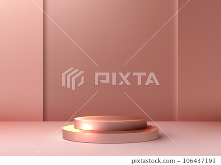 Rose Gold Podium. Modern Luxury Product Display 106437191
