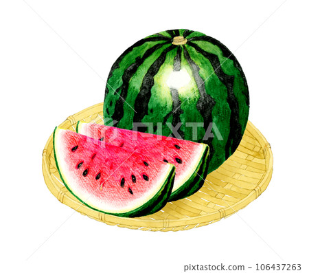切西瓜夏季水果手繪水彩插畫素材 106437263