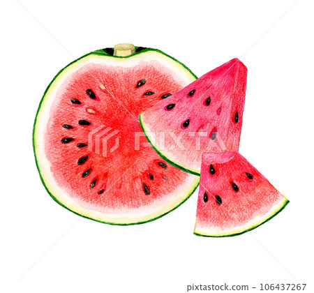 切西瓜夏季水果手繪水彩插畫素材 106437267