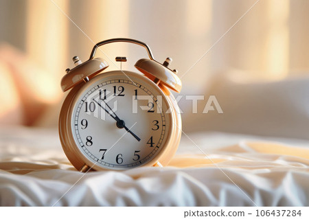 Alarm Clock on Bed Alarm Clock on Bed 106437284