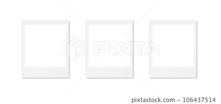 Three Blank photo template on white background. Blank photo frame with soft shadows isolated on white paper background as template for graphic designers presentations, portfolios 106437514