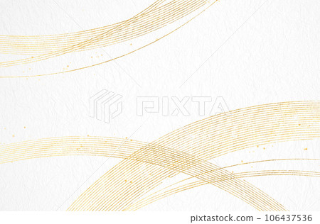Japanese paper, golden circles, overlapping circles, Japanese style (abstract) Background is white Japanese paper 106437536