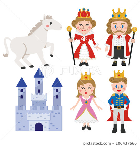 王室圖標顏色城堡、白馬和王室 106437666